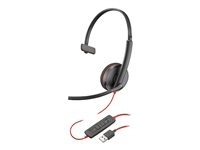 Poly Blackwire 3210 - Blackwire 3200 Series - micro-casque - sur-oreille - filaire - Suppresseur de bruit actif - USB-A - noir - Certifié Skype, Certifié Avaya, certifié Cisco Jabber 80S01A6