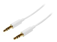 Startech Câble audio stéréo Mini-Jack 3,5 mm slim de 2 m - M/M - Cordon audio jack - Câble pour casque - 2x 3,5 mm Mini-Jack - Blanc - Câble audio - mini-phone stereo 3.5 mm mâle pour mini-phone stereo 3.5 mm mâle - 2 m - blanc MU2MMMSWH